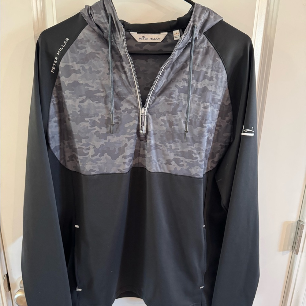 Peter Millar Charcoal Camo Half-Zip Hoodie